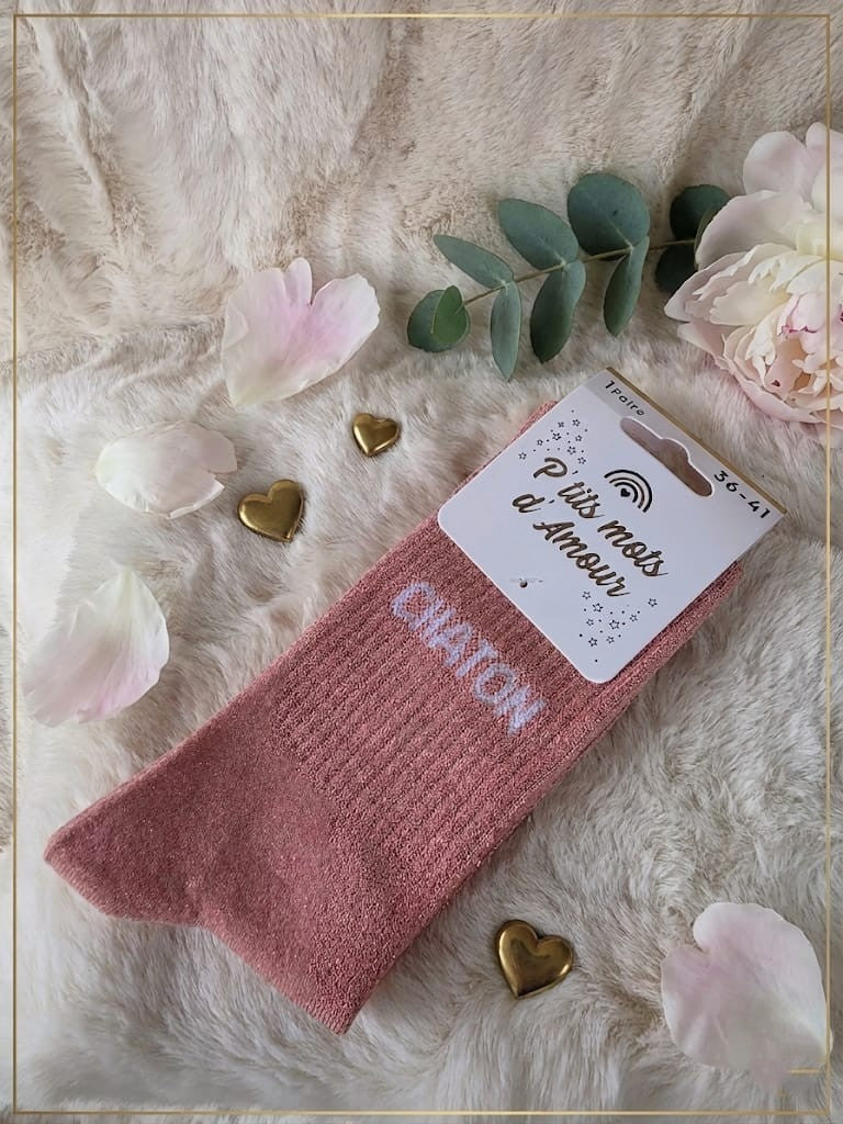Chaussettes "Chaton" – Rose
