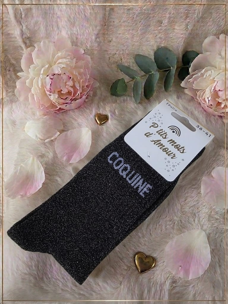 Chaussettes "Coquine" - Noir