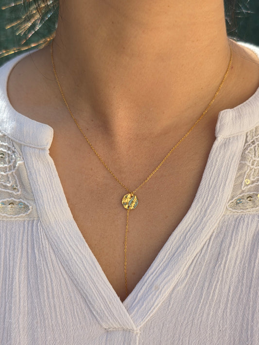 Collier pendentif rond martelé