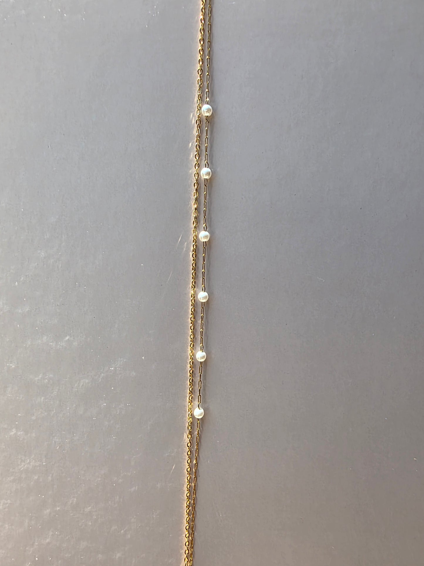 Bracelet Double chaîne Perles blanches