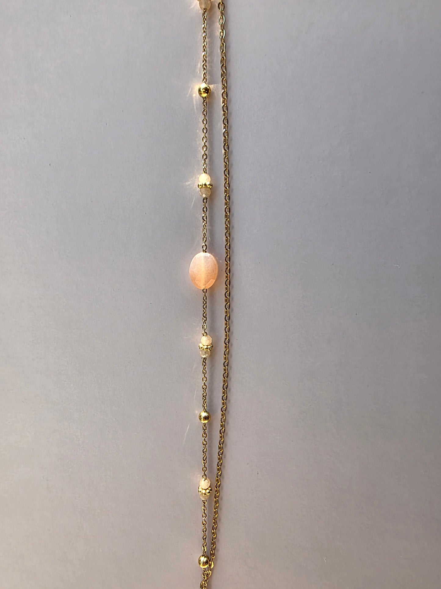 Bracelet double chaîne Quartz Rose
