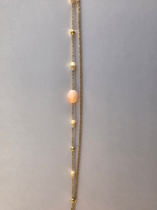 Bracelet double chaîne Quartz Rose